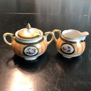 Vintage Noritake sugar bowl and creamer.